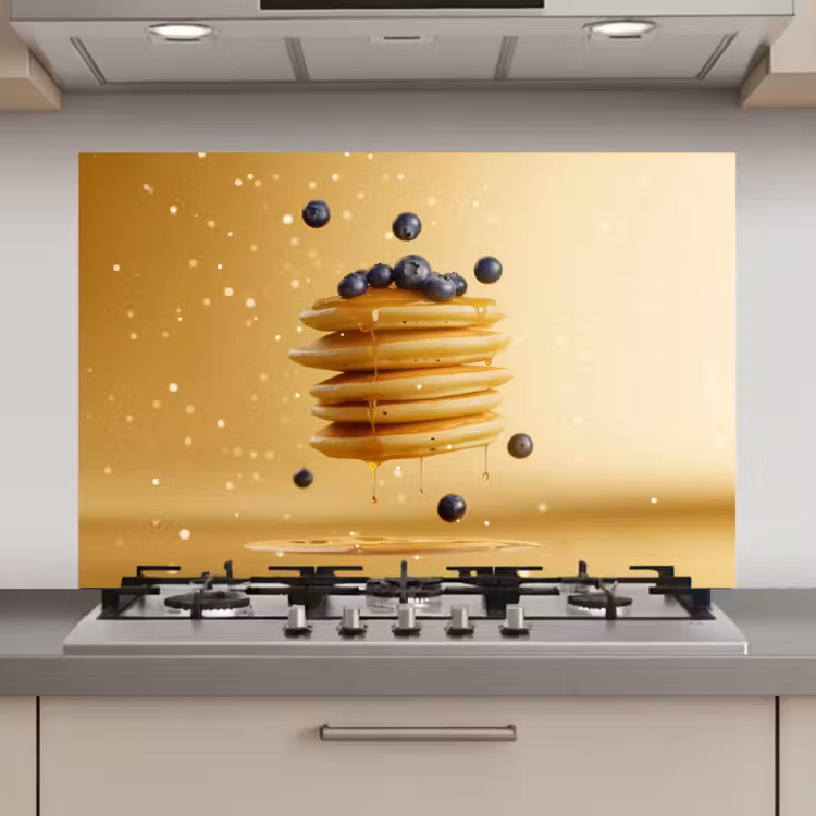 Spatscherm keuken - Pannenkoeken - Eten - Honing - Geel — 1