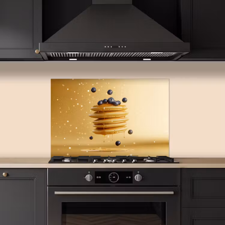 Spatscherm keuken - Pannenkoeken - Eten - Honing - Geel — 2