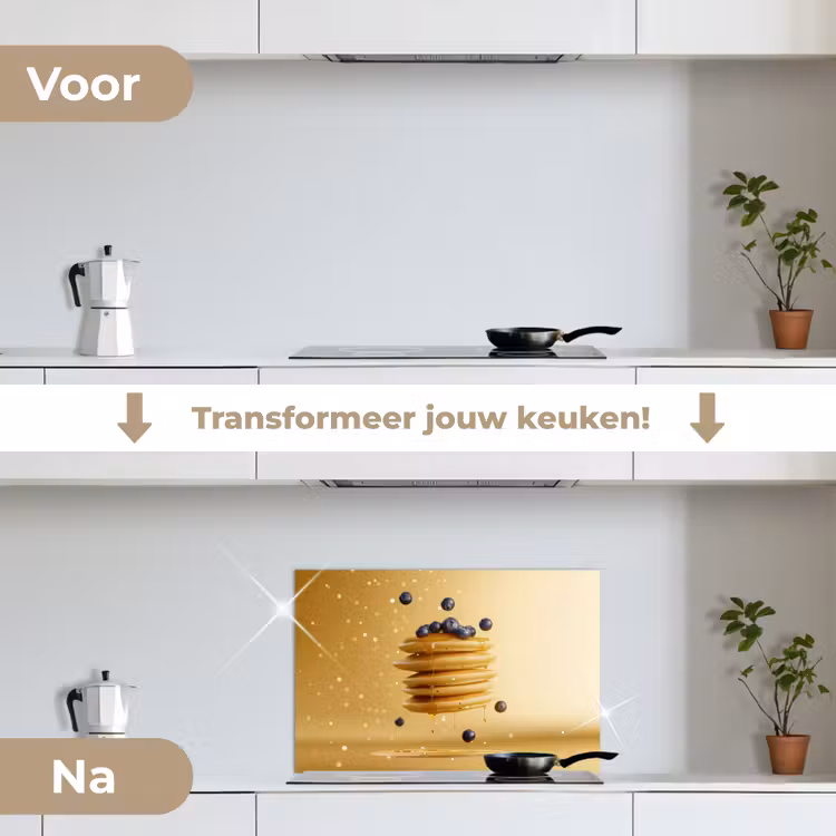 Spatscherm keuken - Pannenkoeken - Eten - Honing - Geel — 3