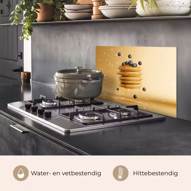 Spatscherm keuken - Pannenkoeken - Eten - Honing - Geel — 7
