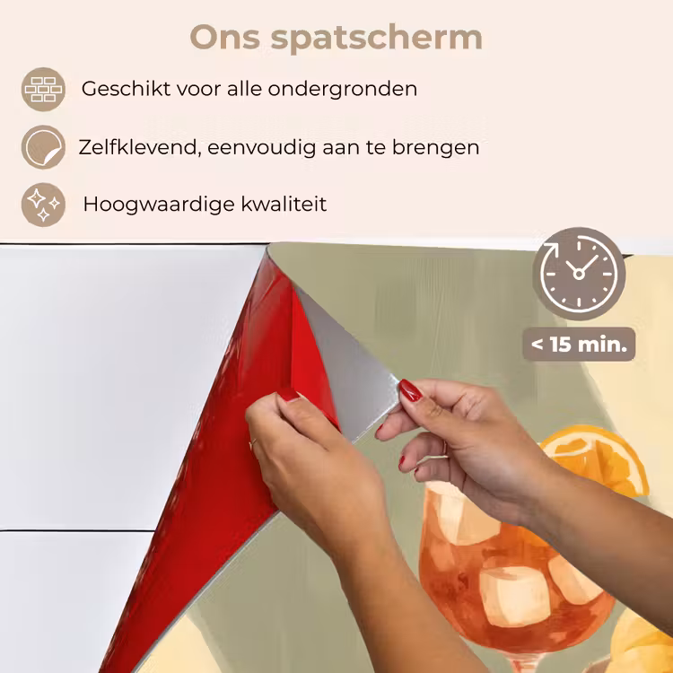 Spatscherm keuken - Citroenen - Glas - Tafelkleed - Geblokt — 4