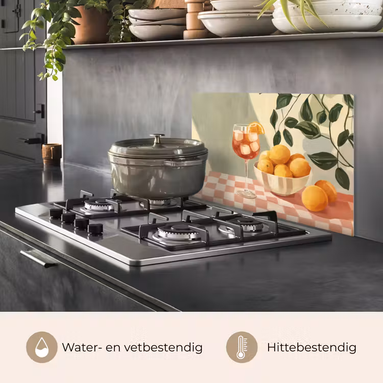 Spatscherm keuken - Citroenen - Glas - Tafelkleed - Geblokt — 7