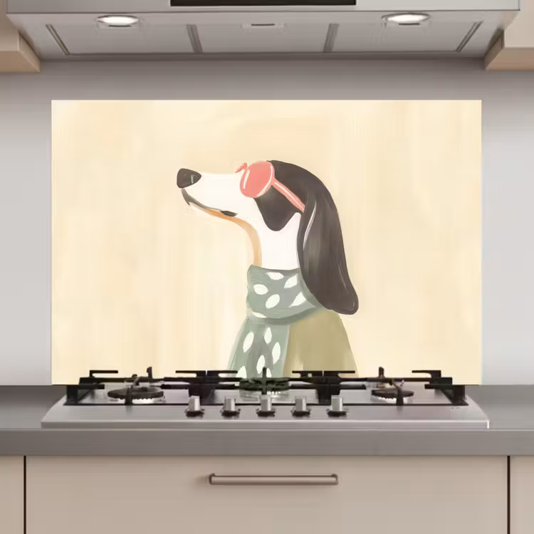 Spatscherm keuken - Hond - Zonnebril - Sjaal — 1