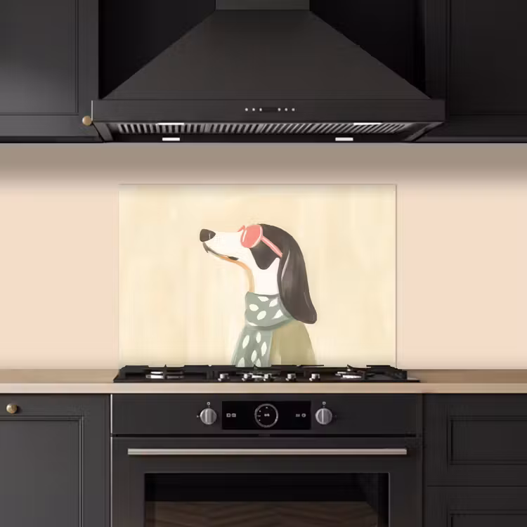 Spatscherm keuken - Hond - Zonnebril - Sjaal — 2
