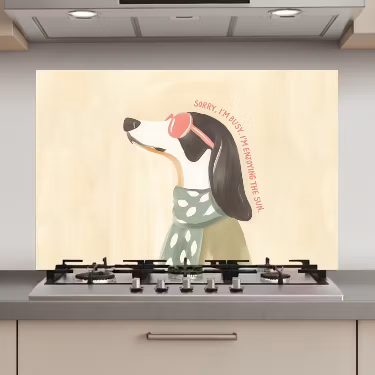 Spatscherm keuken - Quote - Hond - Zonnebril — 1