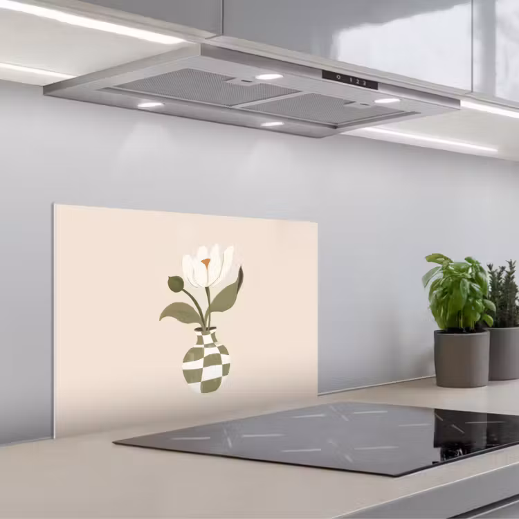 Spatscherm keuken - Vaas - Geruit - Bloem - Groen — 5
