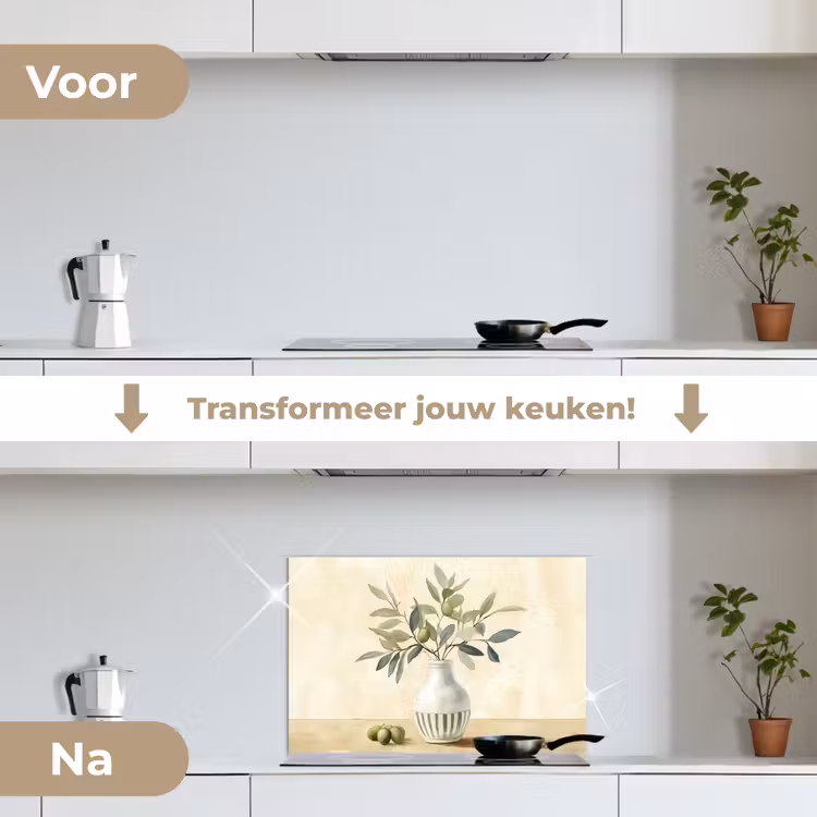 Spatscherm keuken - Vaas - Keramiek - Olijftakken — 3