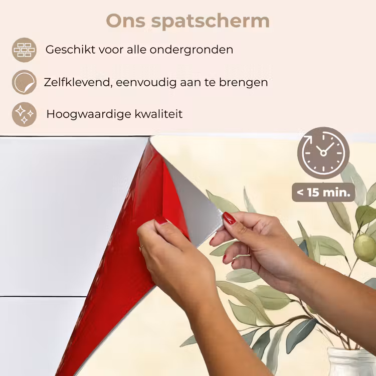 Spatscherm keuken - Vaas - Keramiek - Olijftakken — 4