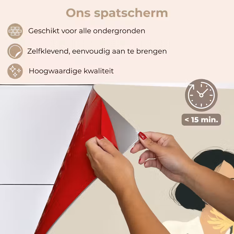 Spatscherm keuken - Vrouw - Bloem - Geel - Minimalistisch — 4