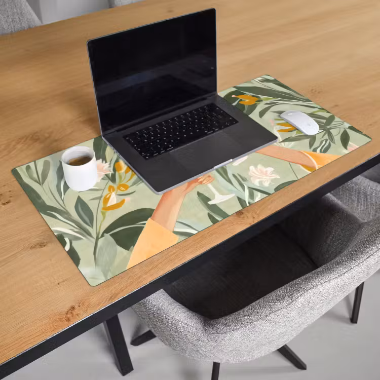 Bureau onderlegger - Glazen - Proosten - Bladeren - Groen — 2