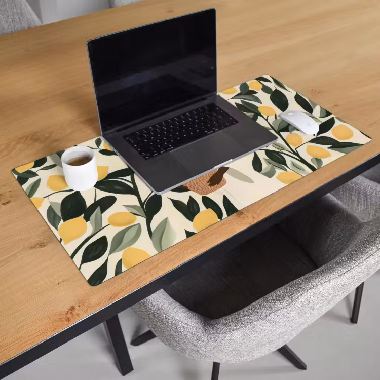 Bureau onderlegger - Vrouw - Mand - Citroenen - Bladeren — 2