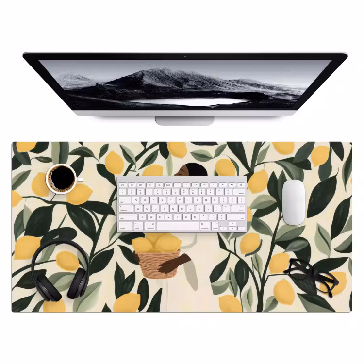 Bureau onderlegger - Vrouw - Mand - Citroenen - Bladeren — 3