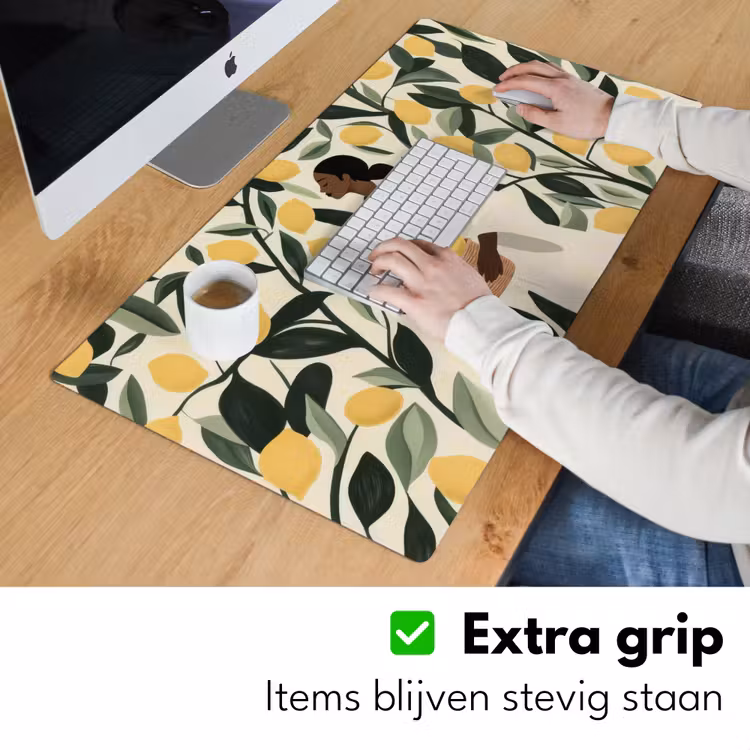 Bureau onderlegger - Vrouw - Mand - Citroenen - Bladeren — 5