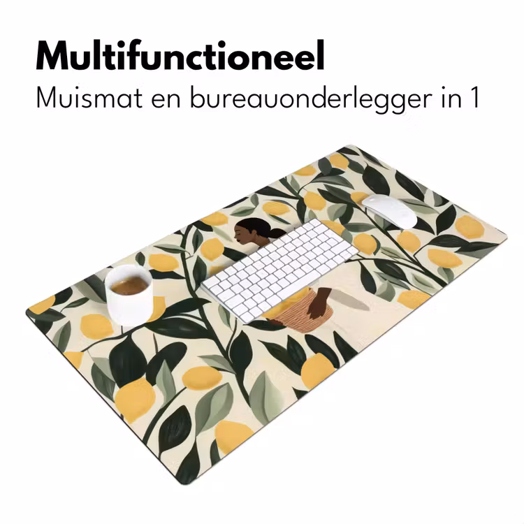 Bureau onderlegger - Vrouw - Mand - Citroenen - Bladeren — 6