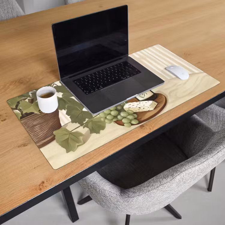 Bureau onderlegger - Wijn - Druiven - Kaas - Bladeren — 2