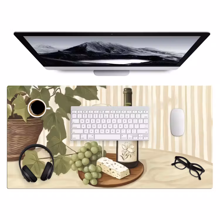 Bureau onderlegger - Wijn - Druiven - Kaas - Bladeren — 3