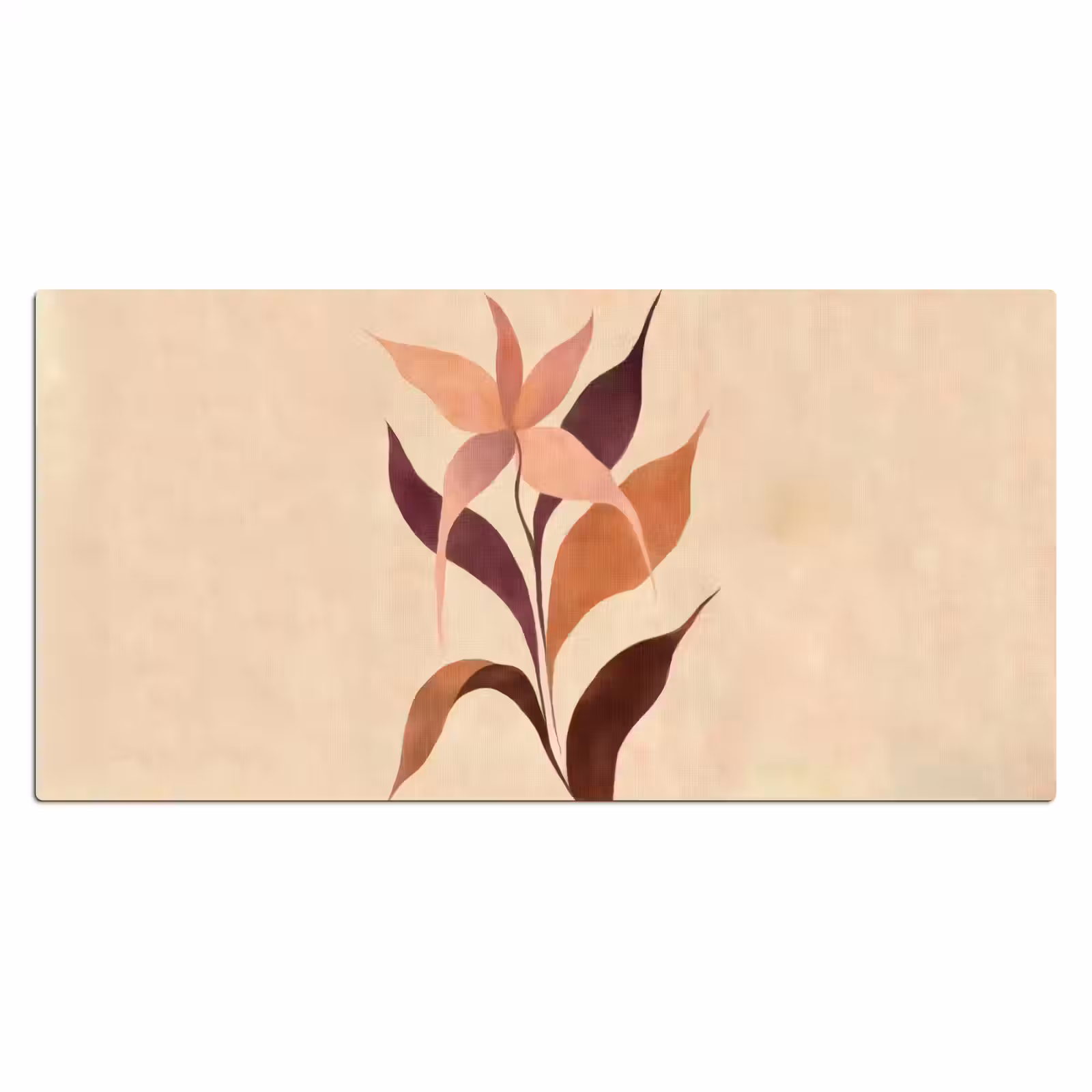 Bureau onderlegger - Minimalistisch - Bloem - Bladeren - Beige — 1