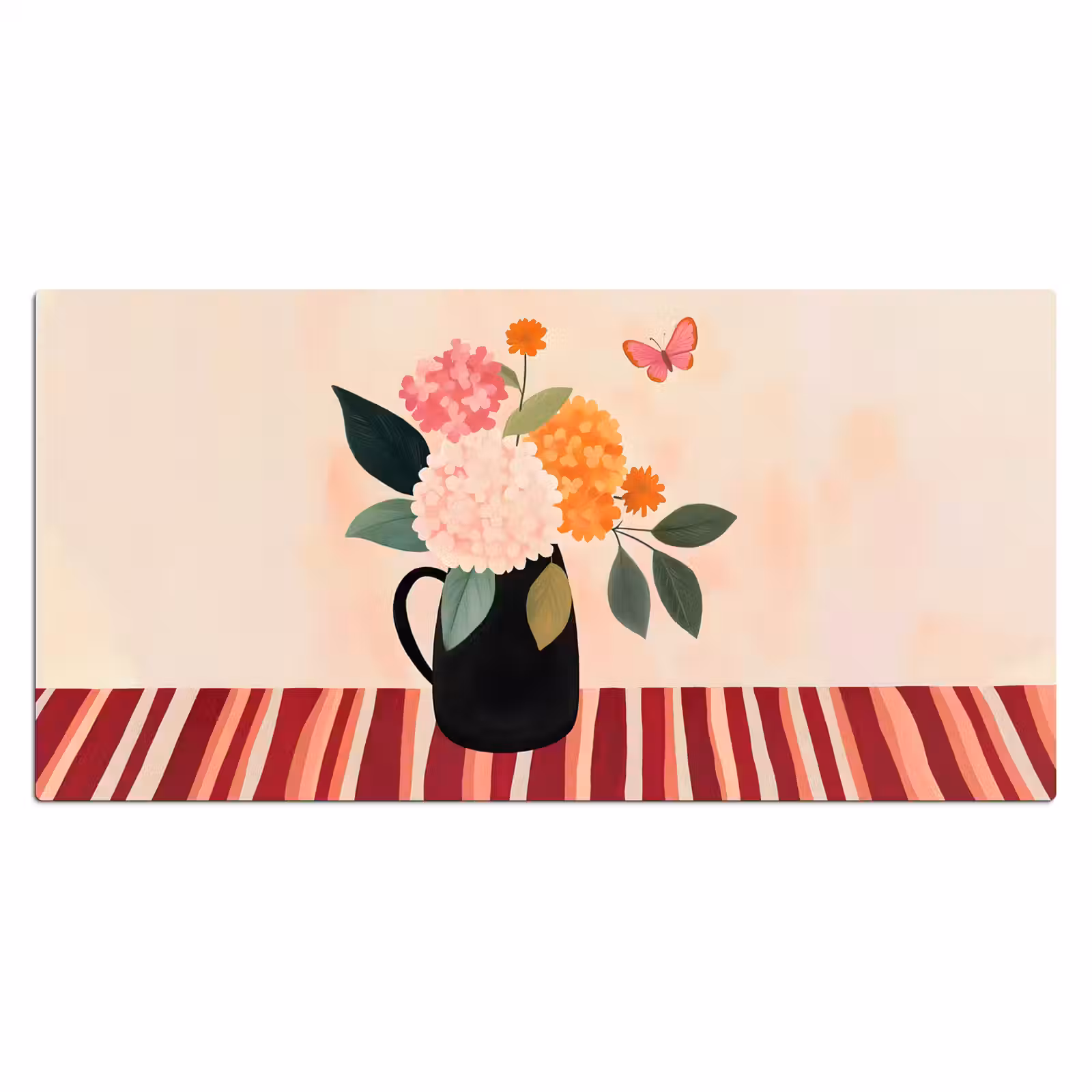 Bureau onderlegger - Vaas - Bloemen - Vlinder - Rood — 1