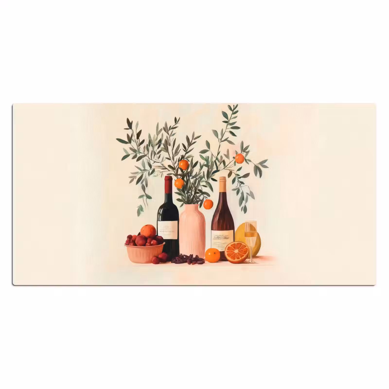 Bureau onderlegger - Wijnflessen - Takken - Sinaasappels — 1