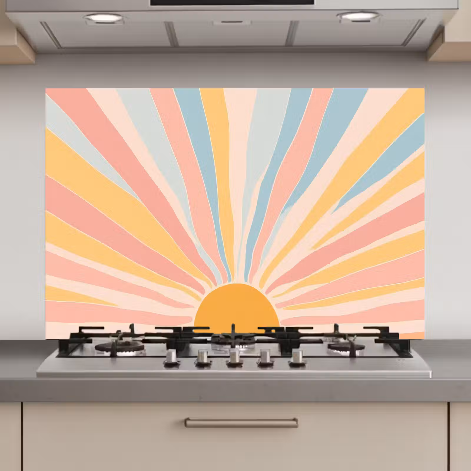 Spatscherm keuken - Illustratie - Zon - Pastelkleuren — 1