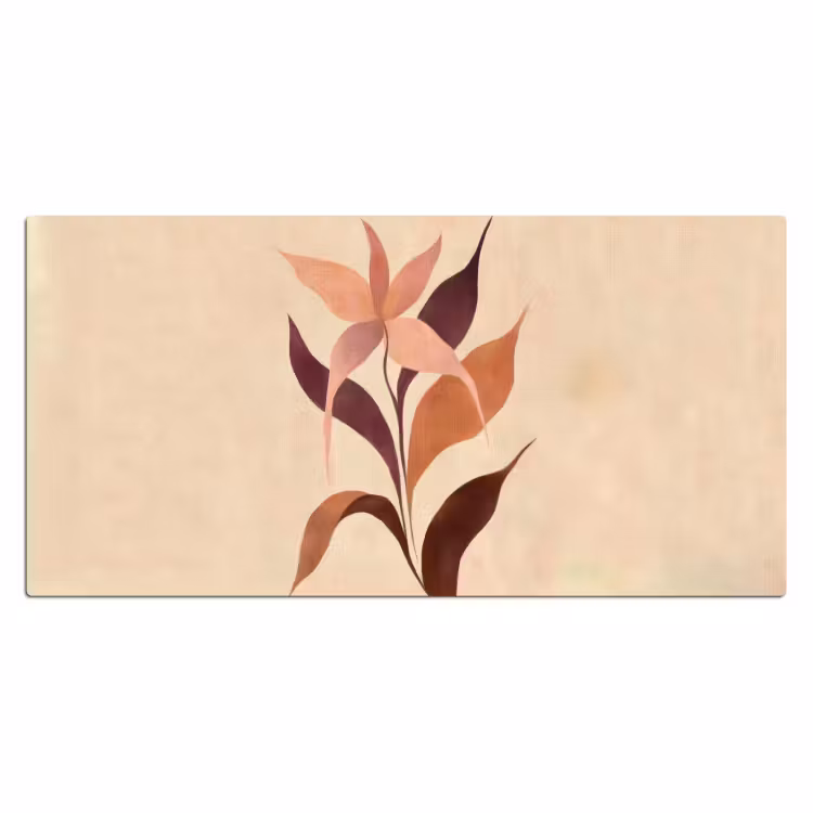 Bureau onderlegger - Minimalistisch - Bloem - Bladeren - Beige — 1