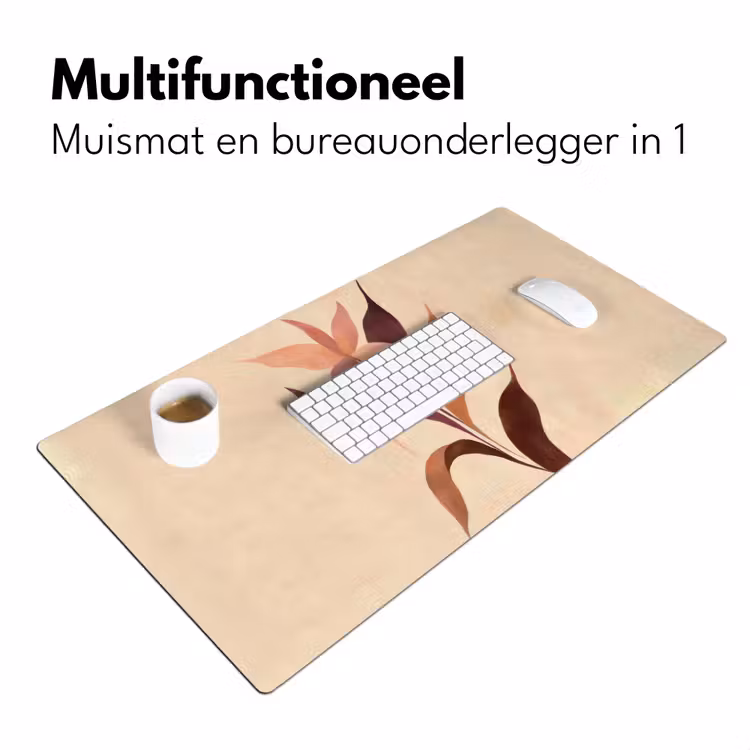 Bureau onderlegger - Minimalistisch - Bloem - Bladeren - Beige — 6