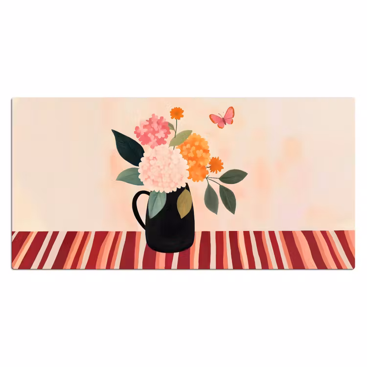 Bureau onderlegger - Vaas - Bloemen - Vlinder - Rood — 1