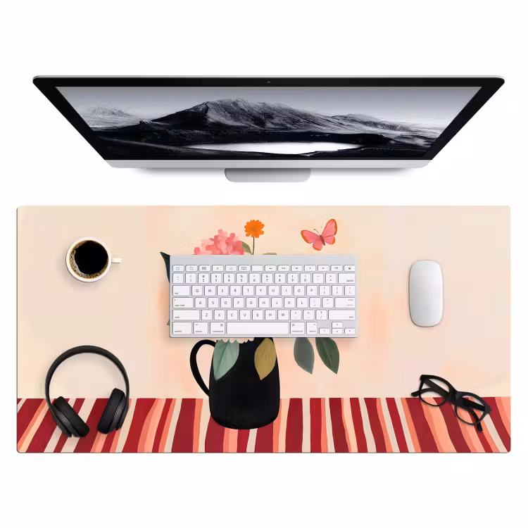 Bureau onderlegger - Vaas - Bloemen - Vlinder - Rood — 3