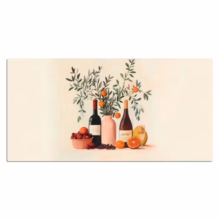 Bureau onderlegger - Wijnflessen - Takken - Sinaasappels — 1