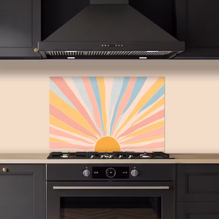 Spatscherm keuken - Illustratie - Zon - Pastelkleuren — 2