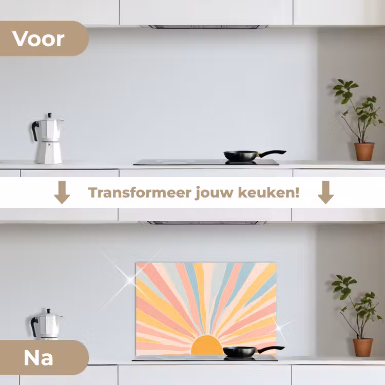 Spatscherm keuken - Illustratie - Zon - Pastelkleuren — 3