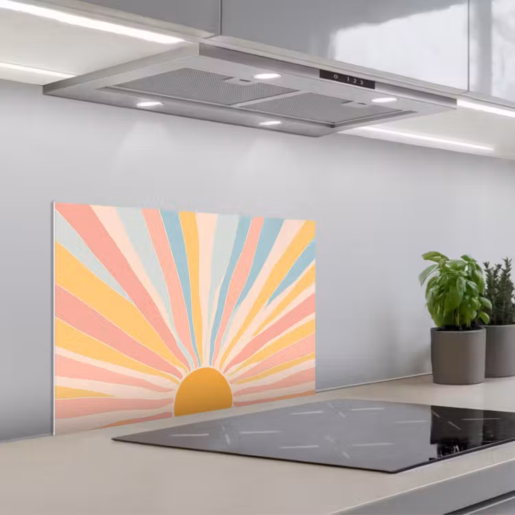 Spatscherm keuken - Illustratie - Zon - Pastelkleuren — 5