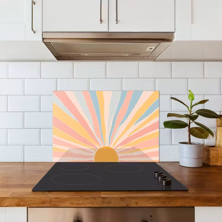 Spatscherm keuken - Illustratie - Zon - Pastelkleuren — 6