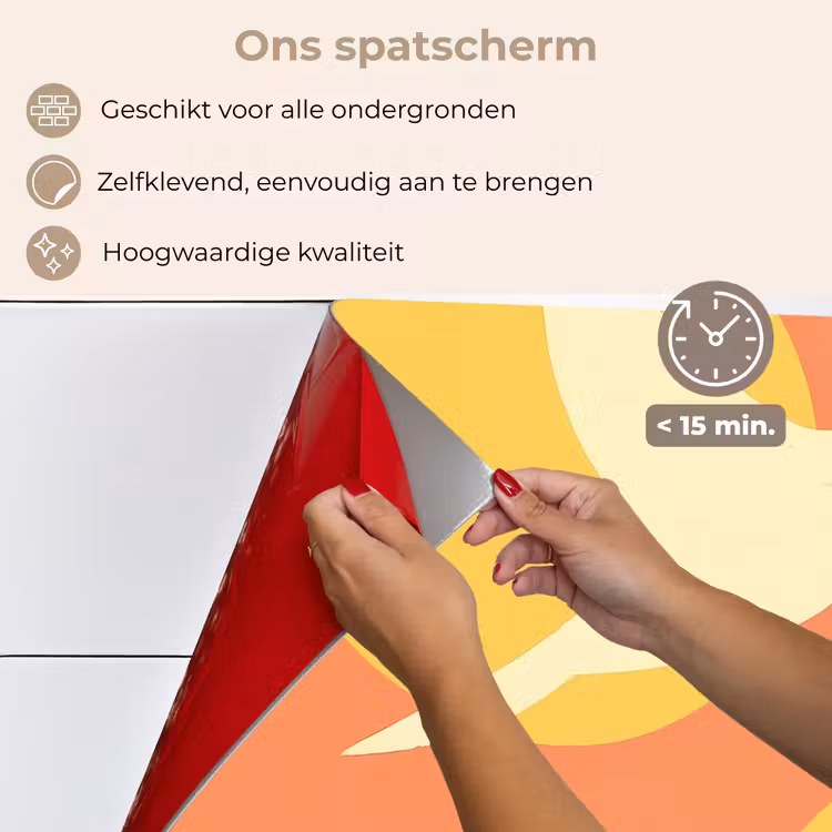 Spatscherm keuken - Vogels - Cirkels - Geel — 4
