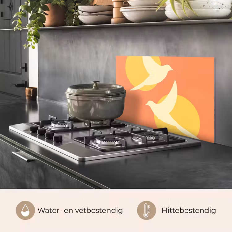 Spatscherm keuken - Vogels - Cirkels - Geel — 7