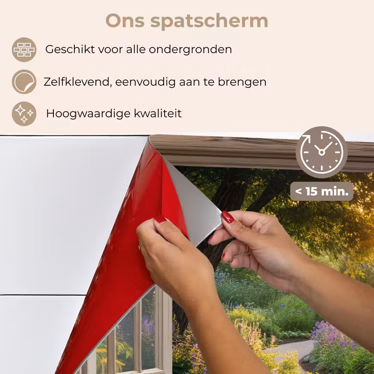 Spatscherm keuken - Doorkijk - Bloemen - Natuur - Zon - Pad — 4
