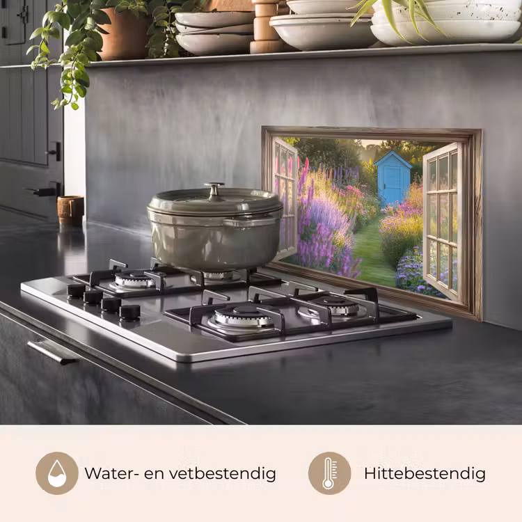 Spatscherm keuken - Doorkijk - Bloemen - Raam - Natuur — 7