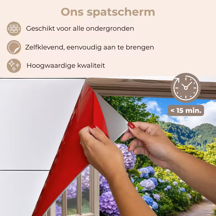 Spatscherm keuken - Doorkijk - Hortensia - Pad - Natuur — 4