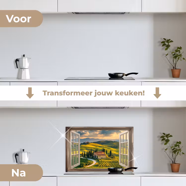Spatscherm keuken - Doorkijk - Toscane - Uitzicht - Landschap - Zomer — 3