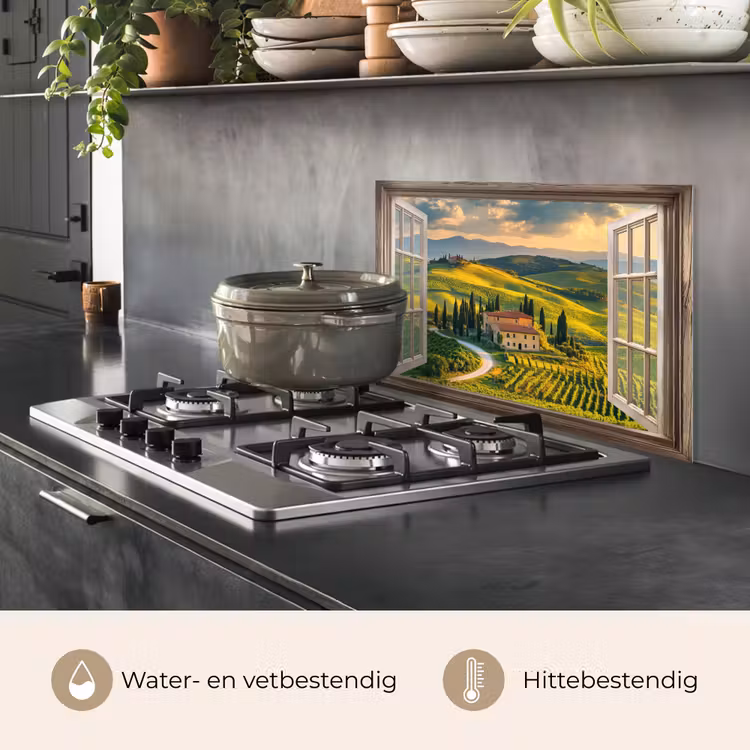 Spatscherm keuken - Doorkijk - Toscane - Uitzicht - Landschap - Zomer — 7