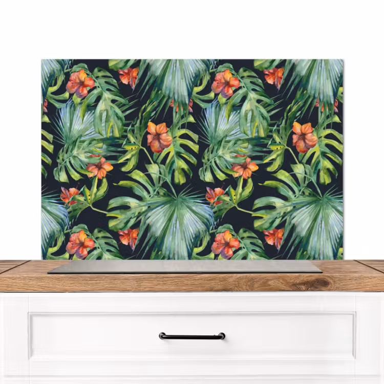 Spatscherm keuken - Bladeren - Bloemen - Jungle - Tropisch — 1