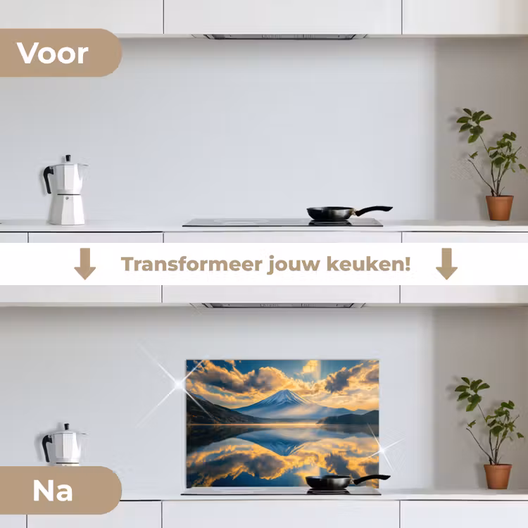 Spatscherm keuken - Berg - Rivier - Zonsondergang — 3