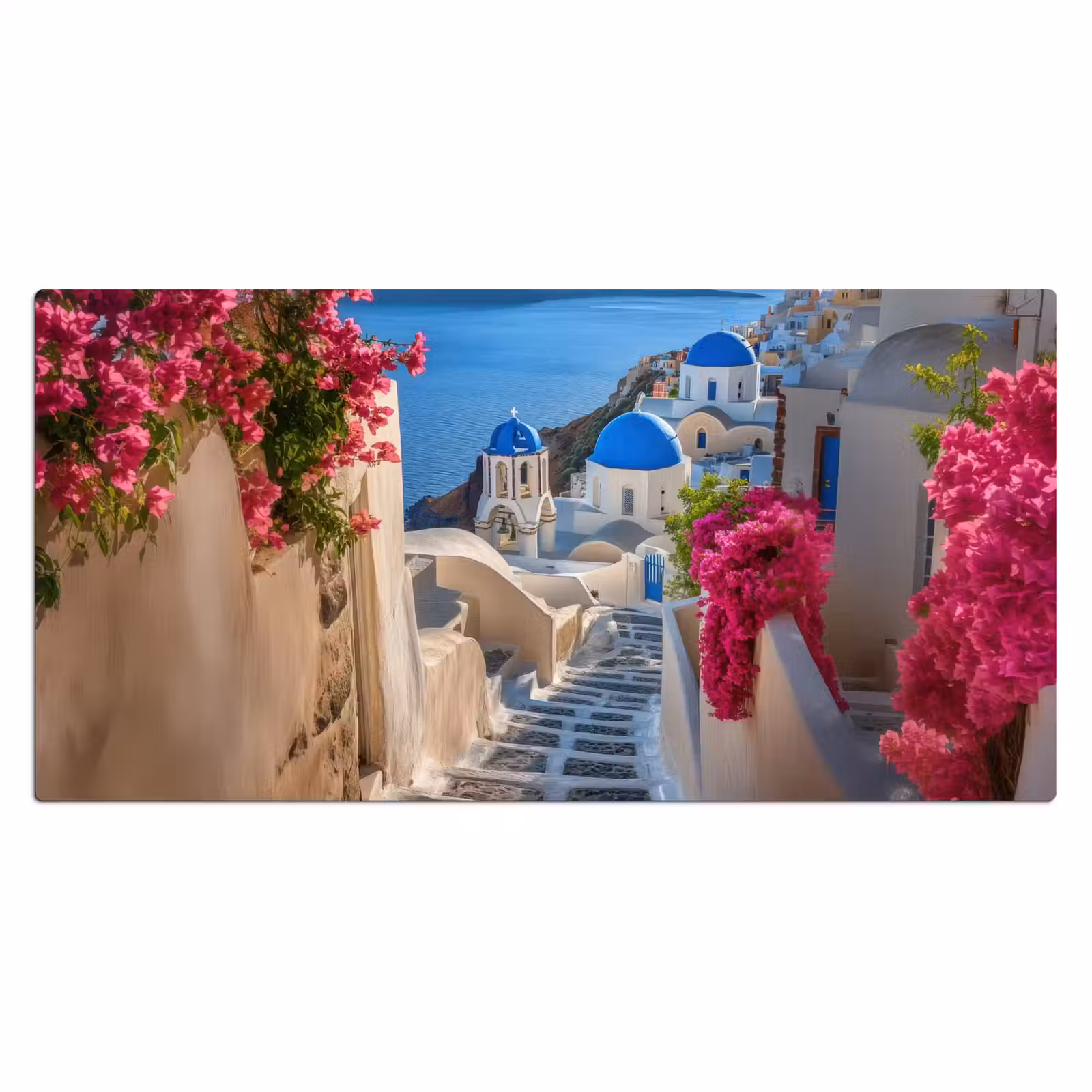 Bureau onderlegger - Santorini - Bloemen - Griekenland — 1