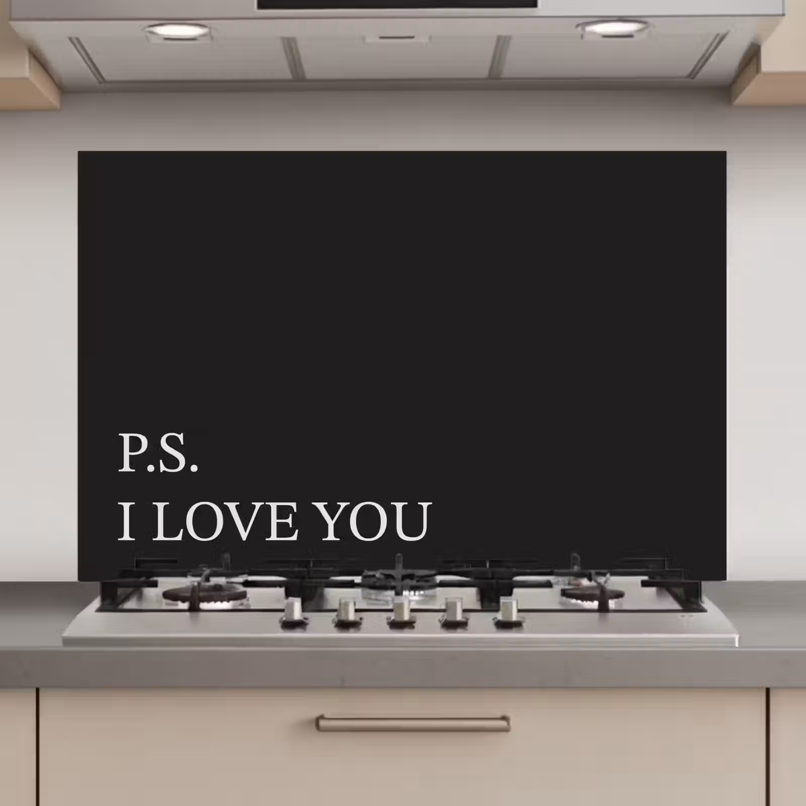 Spatscherm keuken - Zwart - Minimalistisch - Valentijn — 1