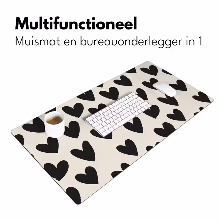 Bureau onderlegger - Hartjes - Zwart - Beige — 6
