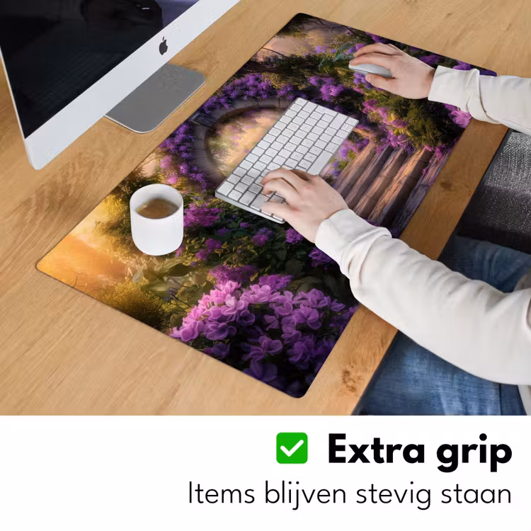 Bureau onderlegger - Poort - Paars - Bloemen — 5