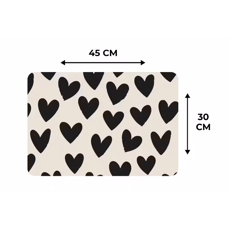 Placemat - 6 stuks - Hartjes - Zwart - Beige — 3