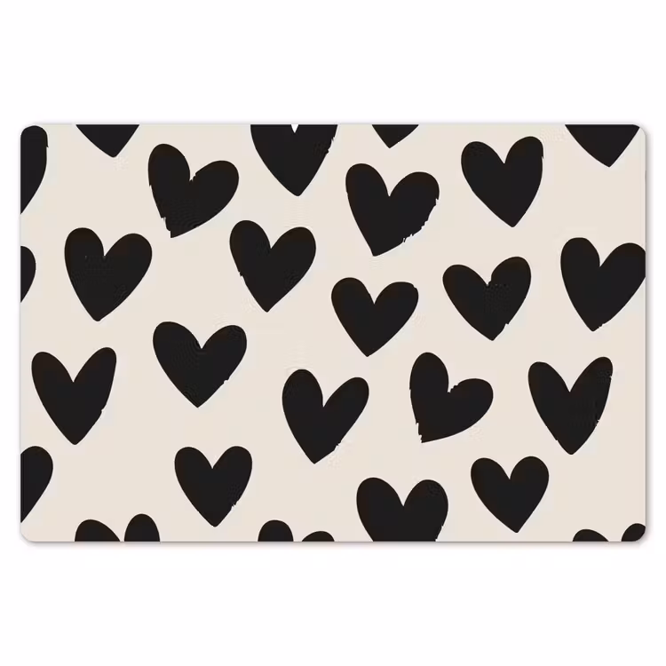 Placemat - 6 stuks - Hartjes - Zwart - Beige — 7