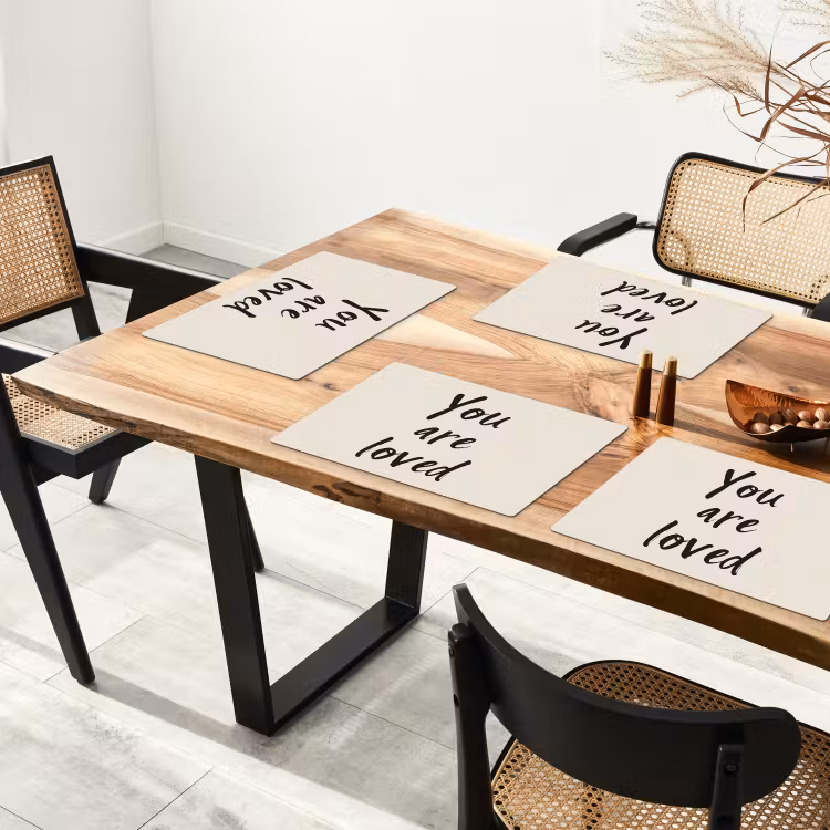 Placemat - 6 stuks - Minimalistisch - Beige - Love — 5