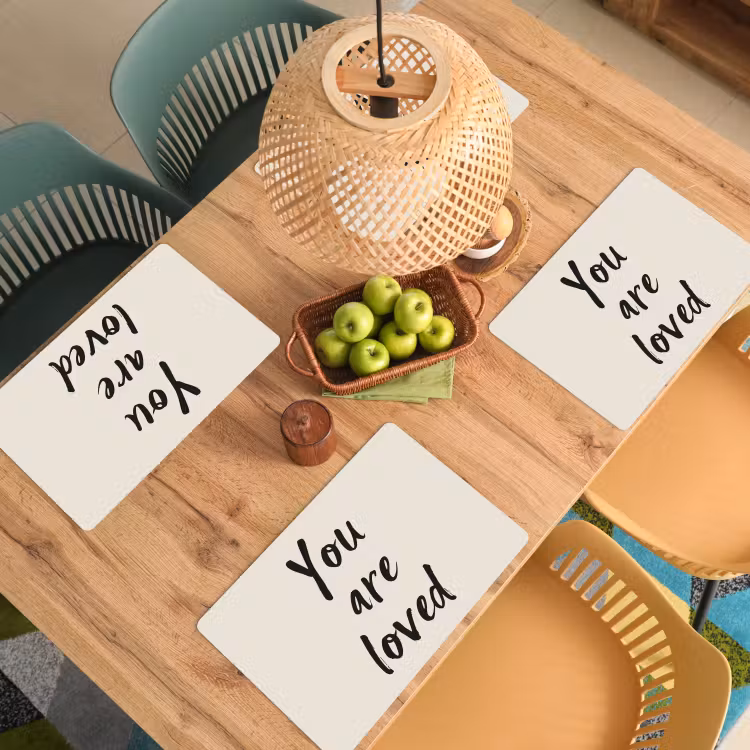 Placemat - 6 stuks - Minimalistisch - Beige - Love — 6